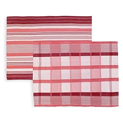 Soleil d'Ocre 712026 Paella Lot de 2 Torchons Jacquard Coton Rose 50 x 70 cm