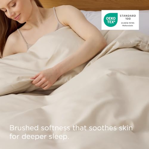 Image of Bedsure Duvet Cover Full Size, 1Pc Soft Double Brushed Bedding, Beige | For Kids & Adults, 80 inchx90 inch, Only 1 Comforter Cover, No Pillow Shams, Hotel Luxury, Breathable, Lightweight, Zipper Closure