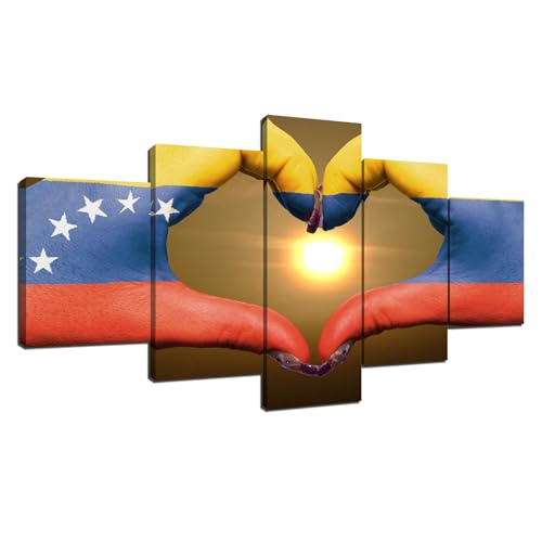 Framed Venezuela Flag Wall Art Canvas Print, 60" Wx32 H