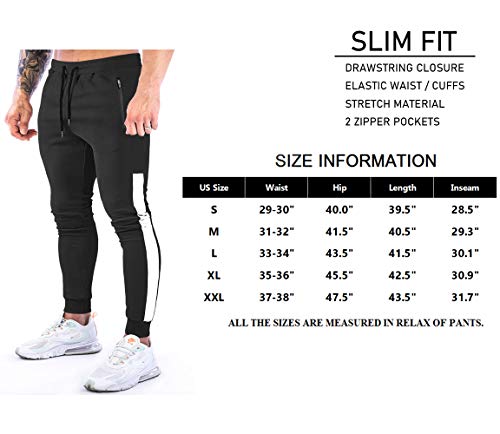 Calça de treino masculina NAVEKULL Slim Fit Joggers Gym Training Running Sweatpants with Zipper Pock
