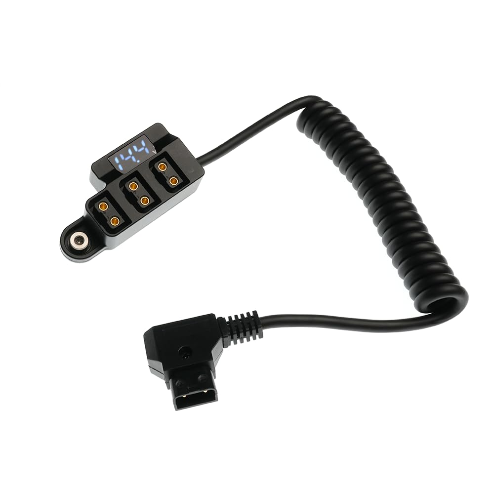 Alvin’s Cables D-Tap-Splitter 1 auf 3 Port P-Tap-Adapter Spiralkabel für SmallRig| IDX V-Mount Gold Mount Akku mit Batteriestandsanzeige, Verpolung, Überstrom, Überhitzungsschutz