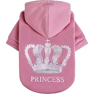 EXPAWLORER Princess Dog Hoodie-Soft Dog Sweater Fleece Sweatshirt Cold Weather Pet Clothes,Pitbull Clothes Outfits,Coat Apparel for Puppy,Cat, Small Medium Large Dogs
