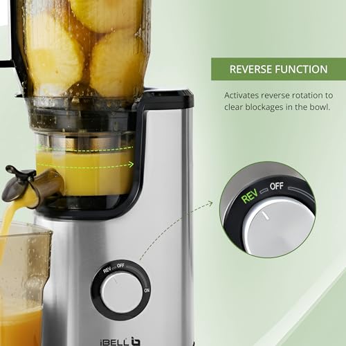 Image of iBELL Cold Press Juicer For Home, Slow Juicer, 300W, All-In-One Juicer for Fruits, Vegetables & Nut Milk, 13 cm Wide Mouth, High Juice Yield, Low Noise, Easy Clean, 10-Year Warranty