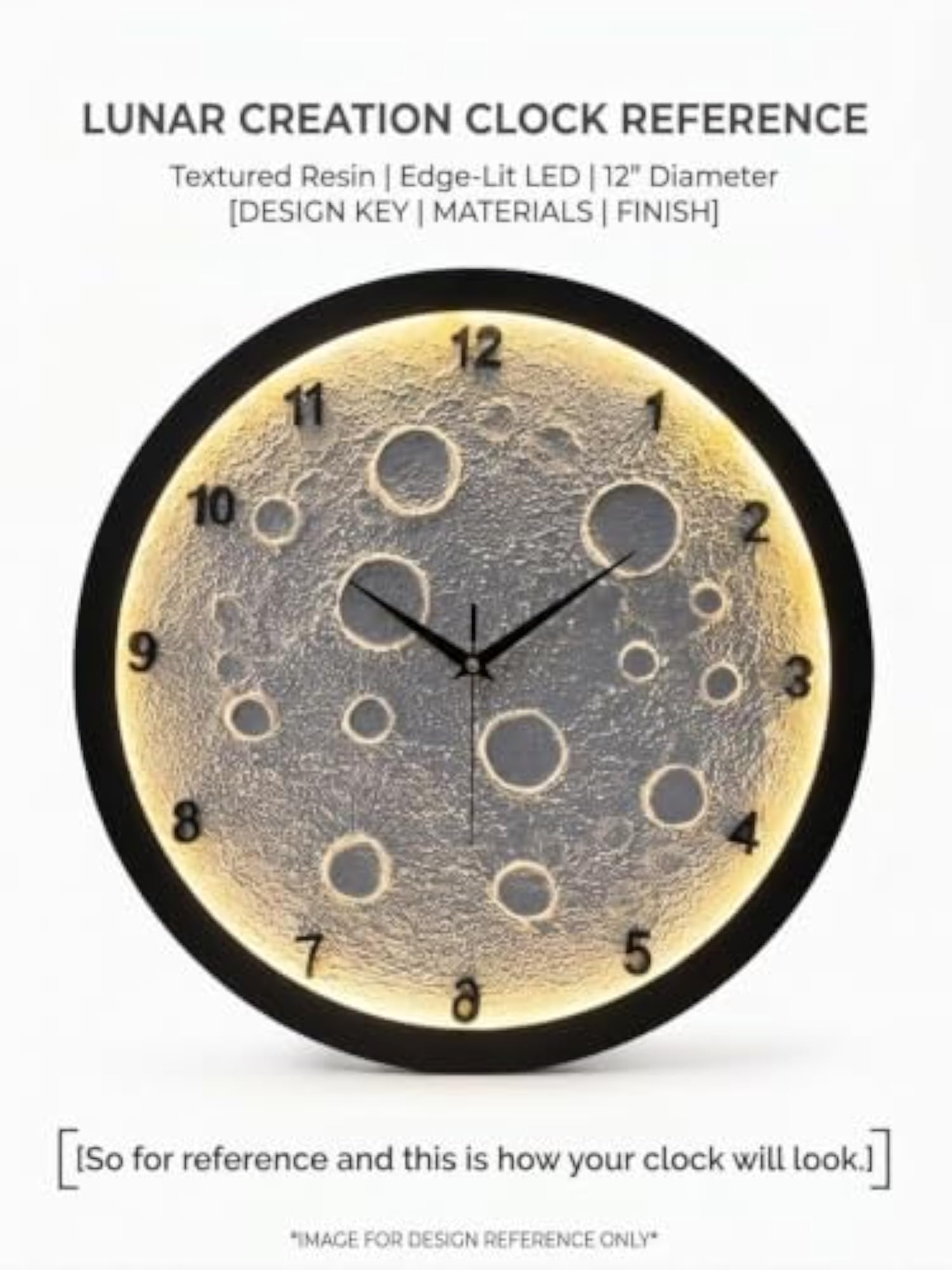3D Moon Lunar Wall Clock for Unique Decor