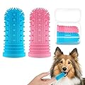 Dog Toothbrush 2 Pack Dog Finger Toothbrush for Dogs Cat Puppy Dental Care&Freshen Breathe,Silicone Full Surrounded Bristles Dog Tooth Brush Reusable with Box,Easy Dog Teeth Cleaning(Blue+Pink)