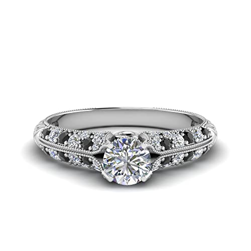 Image of Choose Your Gemstone 2 Row Milgrain Diamond CZ Ring 925 Sterling Silver Round Shape Vintage Engagement Rings Matching Jewelry Wedding Jewelry Easy to Wear Gifts US Size 4 to 12