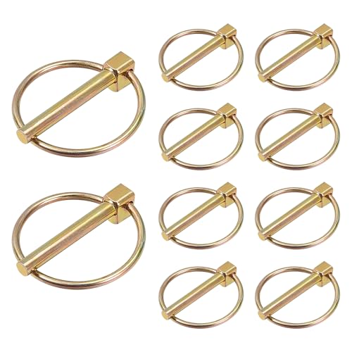 UOCAI Pack of 10 Folding Cotter Pins, Safety Cotter Pins, Assortment of Pins, Folding Cotter Pins, Folding Pins for Tractors, Trucks, Farm Trailers, Lawn Mowers, 42 x 4 mm
