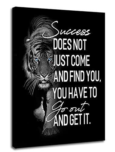 Inspirational Canvas Wall Art for Bedroom Wall Decor Success Motivational Tiger Wooden Board Quotes Sign Home Office Wall Decorations Framed Ready to Hang 20" x 28"