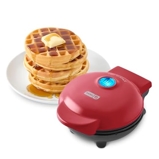 DASH Mini Maker for Individual Waffles, Hash Browns, Keto Chaffles with Easy to Clean, Non-Stick Surfaces, 4 Inch, Red