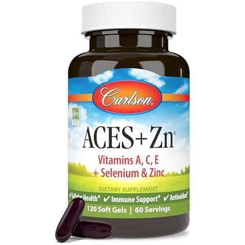 Carlson - ACES + Zn, Vitamins A, C, E + Selenium & Zinc, Cellular Health & Immune Support, Antioxidant, 120 Softgels Cover