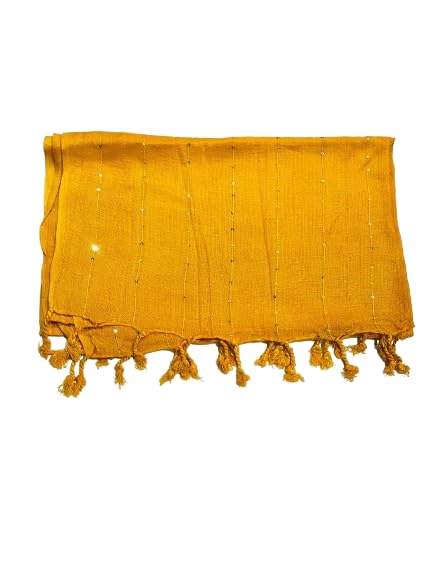 Yellow Color Embellished Work Cotton Trendy Stole For Girls & Women-image-39