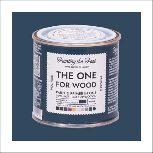 The One for Wood Paint & Primer 250ml Blue No. 4 End of a Perfect Night | Semi Matt Finish, Bio-Based & VOC-Free Formula for Wooden Furniture & Surfaces | Durable & Easy Indoor Home Decorating