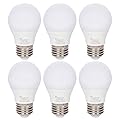 Simba Lighting LED A15 Refrigerator Light Bulbs (6-Pack) 4W 40W Replacement Small for Appliances, Freezers, Ceiling Fans, 120V, E26 Standard Medium Base, Frosted Cover, Not Dimmable, 5000K Daylight