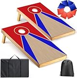 Pennpliy 4'x2' Solid Wood Cornhole Board Set, Corn Hole Boards Set, Cornhole Sets Includes 2 Cornhole Toss Boards, 8 Cornhole Bean Bags & Carry Case for Adult, Yard, Lawn, Backyard, Outdoor Games