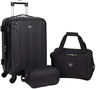 Travelers Club Sky+ Hardside Expandable Luggage Set with Spinner Wheels, Black, 3 Piece