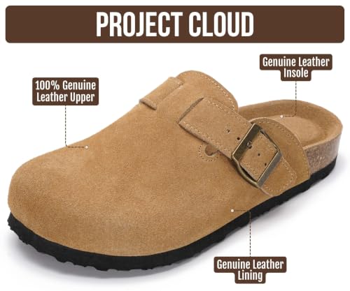 Image of 100% Genuine Leather Slip-on Footbed Clogs for Women - Fall Shoes for Women