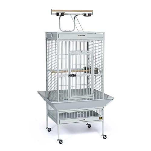 Image of Prevue Pet Products Wrought Iron Select Bird Cage - Large Steel Cage with Rolling Stand and Seed Guards, Durable Design, Ideal for Conures and Medium Birds - Pewter Hammertone