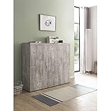 roomindo Schuhschrank Schuhregal Schrank Kommode 3 Türen 120cm breit Beton NEU/OVP