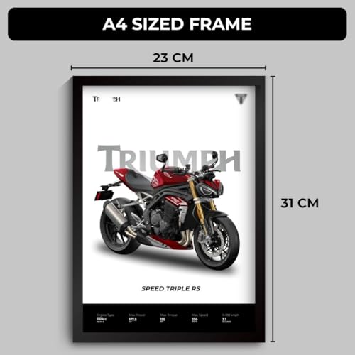 Image of Triumph Speed Triple RS Poster | Superbike Triumph Framed Poster | Framed Matt Superbike | Bike Posters A3 Size (31 x 23 cm) | Speed Triple RS Bikes Posters for Wall, Home, Bedroom, Living room decoration (F 030)