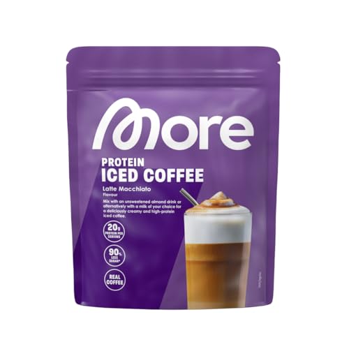 MORE Protein Iced Coffee 650g Latte Macchiato Eiskaffee mit wertvollen Proteinen wenig Zucker und Fett - made in Germany