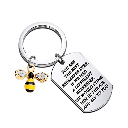 FEELMEM Beekeeper Gift The Bee Whisperer Gift You are The Best Beekeeper Ever Honey Bee Keychain Beekeeping Gift