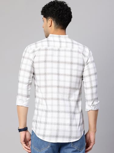 Image of Majestic Man Men's Pure Cotton Mandarin Collar Slim Fit Casual Shirt