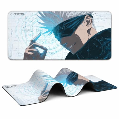 Image of ON TREND Anime Series Printed Mouse pad with Anti-fray Stitching, Waterproof Surface & Non-Slip Rubber Base Gaming Mouse Mat for Laptop, Computer & Desk (Large Extended -23x11 Inch) (Gojo)