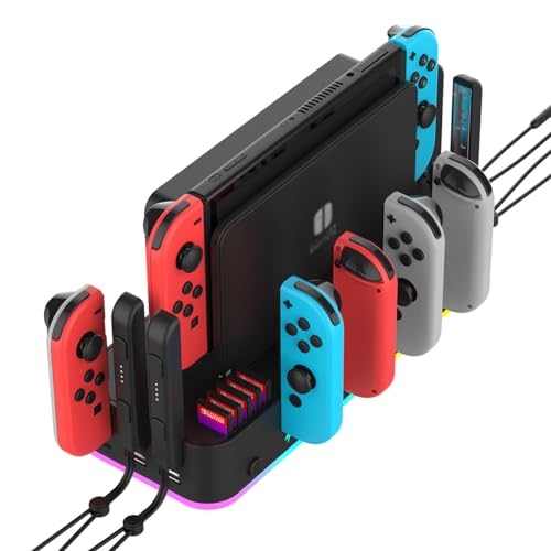 Suporte de montagem em parede para Switch/OLED, com caixa de armazenamento de Switch, 15 modos de il
