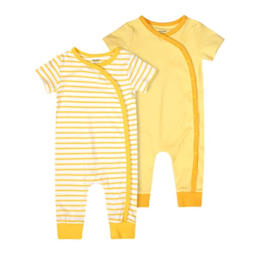 Image of Teach Leanbh Baby Boys Girls 2 Pack Footless Pajamas Cotton Short Sleeve Side Snap Romper Jumpsuit Sleep and Play