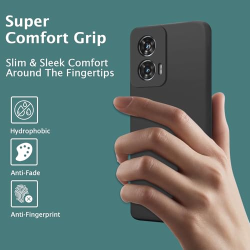 Image of LIRAMARK Silicone Soft Back Cover Case for Motorola Edge 50 Fusion 5G / Moto G85 5G / Moto G96 5G (Black)