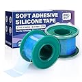 FRESINIDER Silicone Medical Tape – 1" x 1.5 Yard Blue 2 Rolls, Pre-Cut, Waterproof & Repositionable, Pain-Free Removal, Hypoallergenic Adhesive for Sensitive Skin, Wound Care & First Aid Use