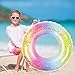Whaline 4Pcs Inflatable Pool Floats Toys Swim Tubes Rings Glitter Rainbow Pool Tube for Boys Girls Outdoor Summer Swimming Pool Beach Party Favors Supplies