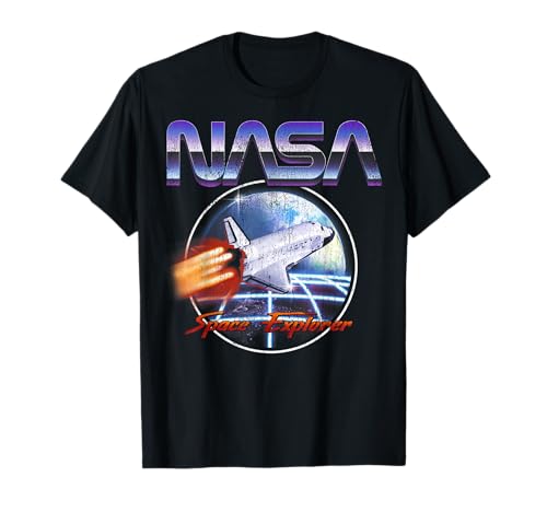 NASA Space Explorer 80's Neon Chrome Retro Vintage T-Shirt