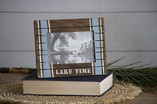 Foreside Home & Garden Blue Stripe 4X6 Inch Lake Time Wood Decorative Picture Frame #TOP1