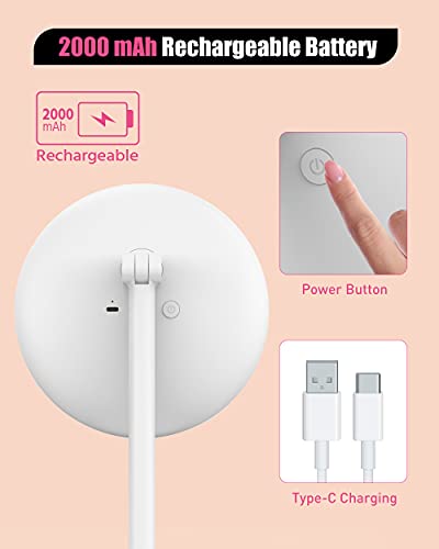 EASEHOLD Rechargeable Lighted Makeup Mirror, Desk Vanity Mirror with 56 LED Lights, 3 Lighting Modes Dimmable 180 Degree Rotation Touch Screen, Light Up Mirror for Travel, Portable Cosmetic Mirror - Thumbnail 4