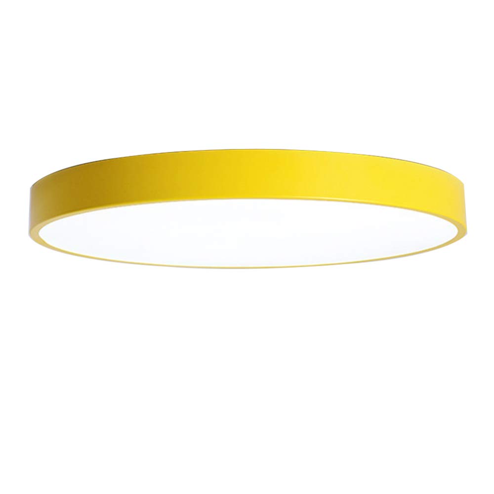 Macaron Round Ceiling Light Children's Room Modern LED Lamp For Boys Girls Bedroom Living Room Kindergarten,Yellow+WhiteLight-40cm