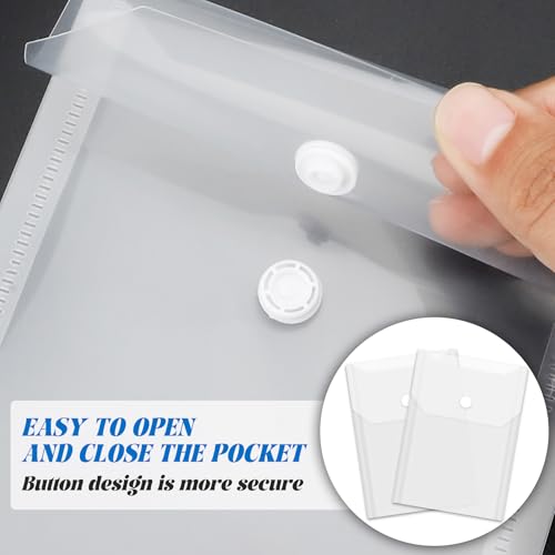 18 unidades de pastas pequenas de plástico transparente com fecho de botão de pressão para documento