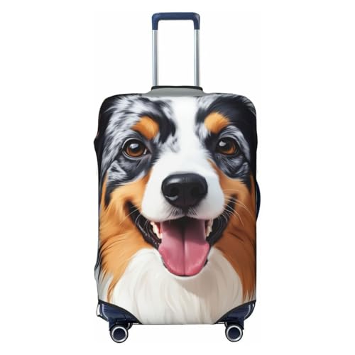 Travel Luggage Cover, Elasticity Zipper Closure Luggage Suitcase Cover, Anti-Scratch Washable Baggage Protector Bag - Fits 19-32 inch Luggages (Animal Australian Shepherd)