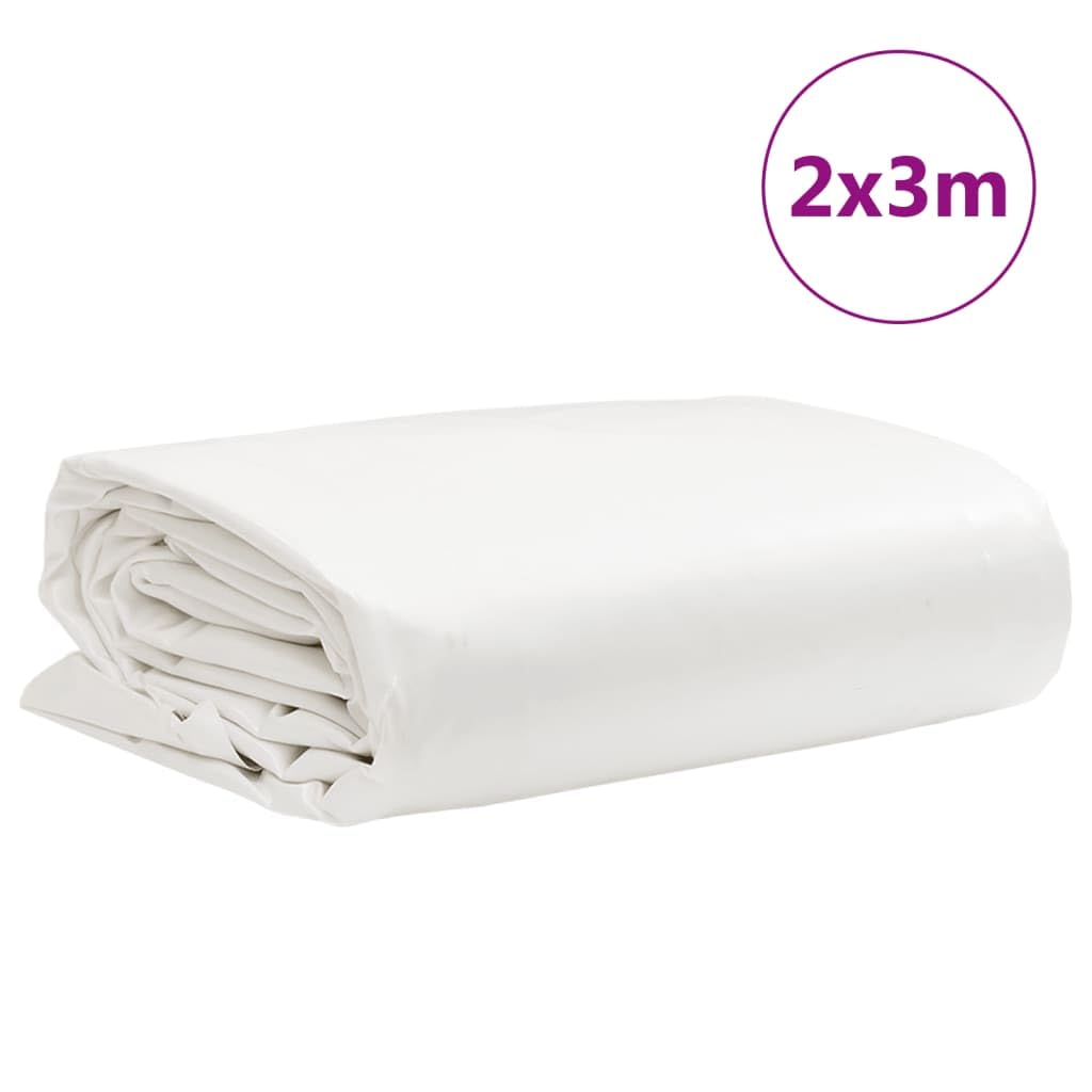 Telone bianco in tela con rivestimento in PVC, 2 x 3 m, 650 g/m², antistrappo, impermeabile, resistente ai raggi UV, resistente alle intemperie, con occhielli, per giardino, campeggio, auto