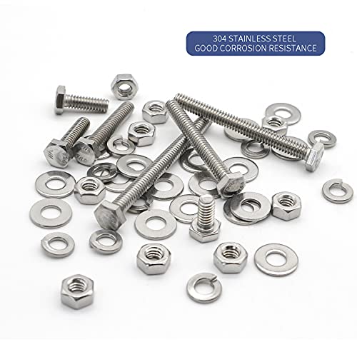 200pcs nuts and bolts 14-20 x 12 34 1 1-12 2 2-12 3 carbon steel hex bolts and nuts assortment kit hardware screws set 7 different sizes