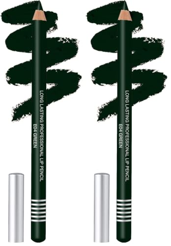 Image of Colors Queen Lip Liner Pencil | Long Lasting & Waterproof Formula | Matte Lip Liner Pencil for Women (E-04, Green) (Pack of 2)