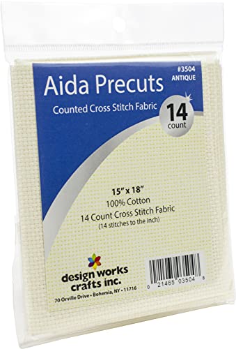 Image of Design Works Crafts 14 Counted Cross Stitch-Antique Pre-Cut Aida Fabric, White,Gold,3504
