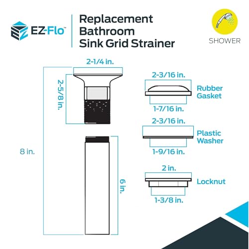 Image of EZ-FLO 1-1 /4 Inch x 8 Inch Replacement Bathroom Sink Grid Strainer, Chrome Plated, 35072