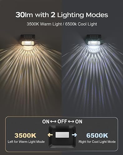 KIALUSH Solar Step Lights - 30 LM, 2 Modes Waterproof for Wall, Rail, Porch, Backyard, Garden - Decorative Solar Lights 6 Pack — view 3