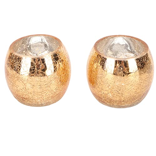 2 Piezas Velador de Vidrio Moteado Redondo Candelador de Oro de Oro Minimalista Moderno, Sets de Candelabros Votivos de Vidrio Redondo Romántico, con un Diseño Estilizado único
