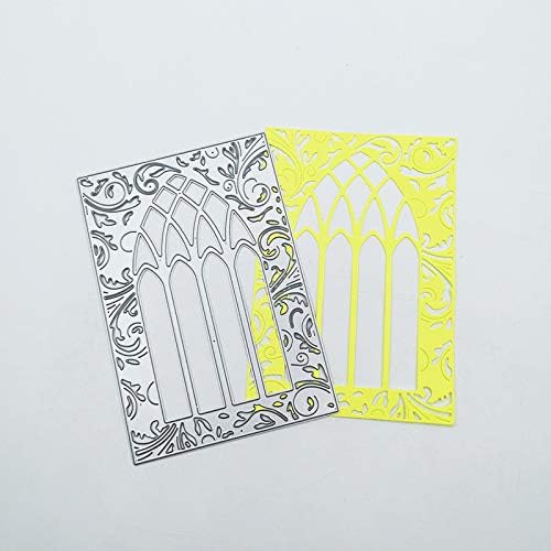 Miniatura 4 de Troqueles de corte de fondo de encaje para puerta y ventana de metal, plantillas de estampación en relieve para álbumes de recortes y manualidades