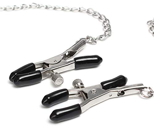 Bavaglio per Adulti con Pallina per Bocca (Ball Gag) e Catena con Morsetti Seno, Pinze Strizza Capezzoli, Morso per Bocca Sadomaso