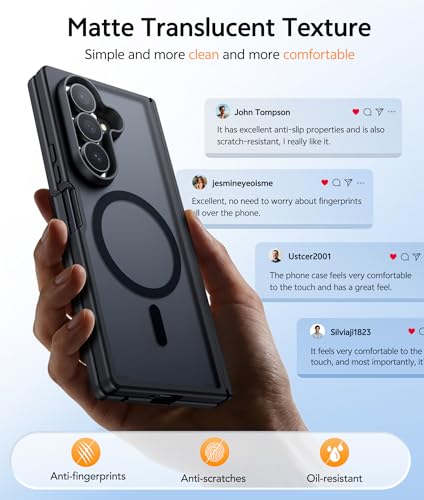 Image of FNTCASE for Samsung Galaxy Z Fold 7 Case: [Hinge Protection] Translucent Matte Cases [Compatible with Magsafe] [Screen Protector] Military Grade Shockproof Protective Phone Cover
