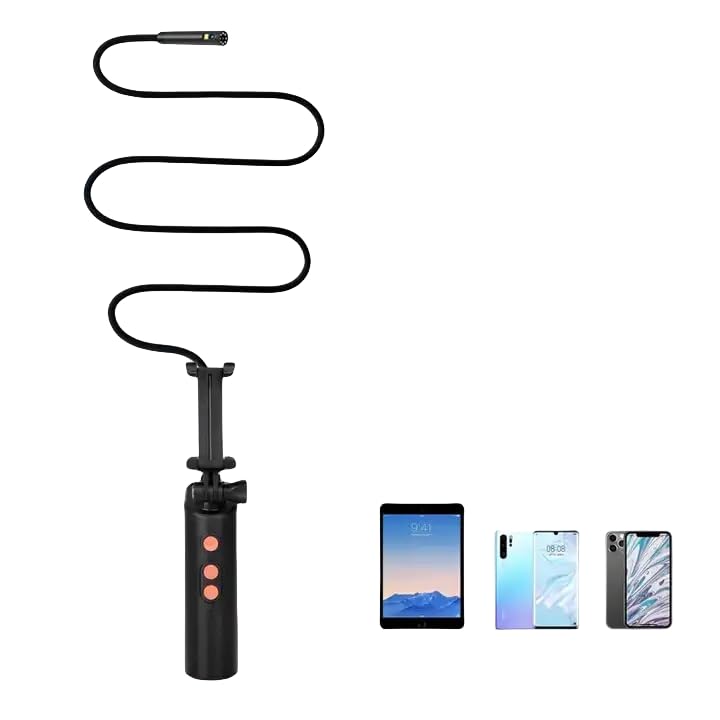 QiudanTimes HD Camera 2.0 MP HD Snake Camera Handheld 8MM Dual Lens IP68 Waterproof Borescope Inspection Endoscope Camera with WiFi Compatible with iOS and Android Windows(Ø8mm-5m Snake Cable)