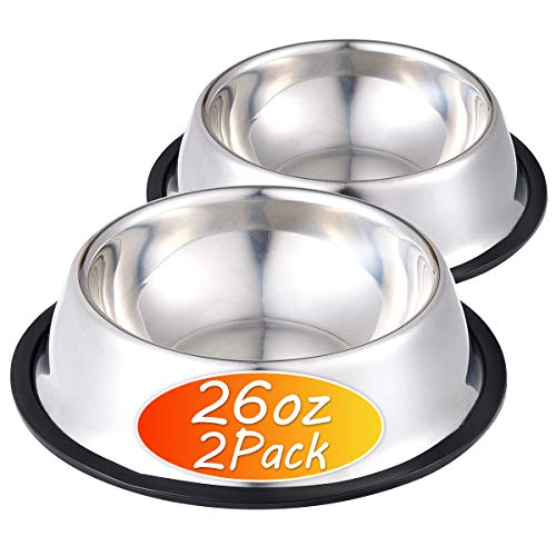 Inone Stainless Steel Dog Bowl With Rubber Base For Food And Water, Pet Food Container, Perfect Dog Bowls Choice For Medium Large Big Dogs (2 Pack) #TOP5